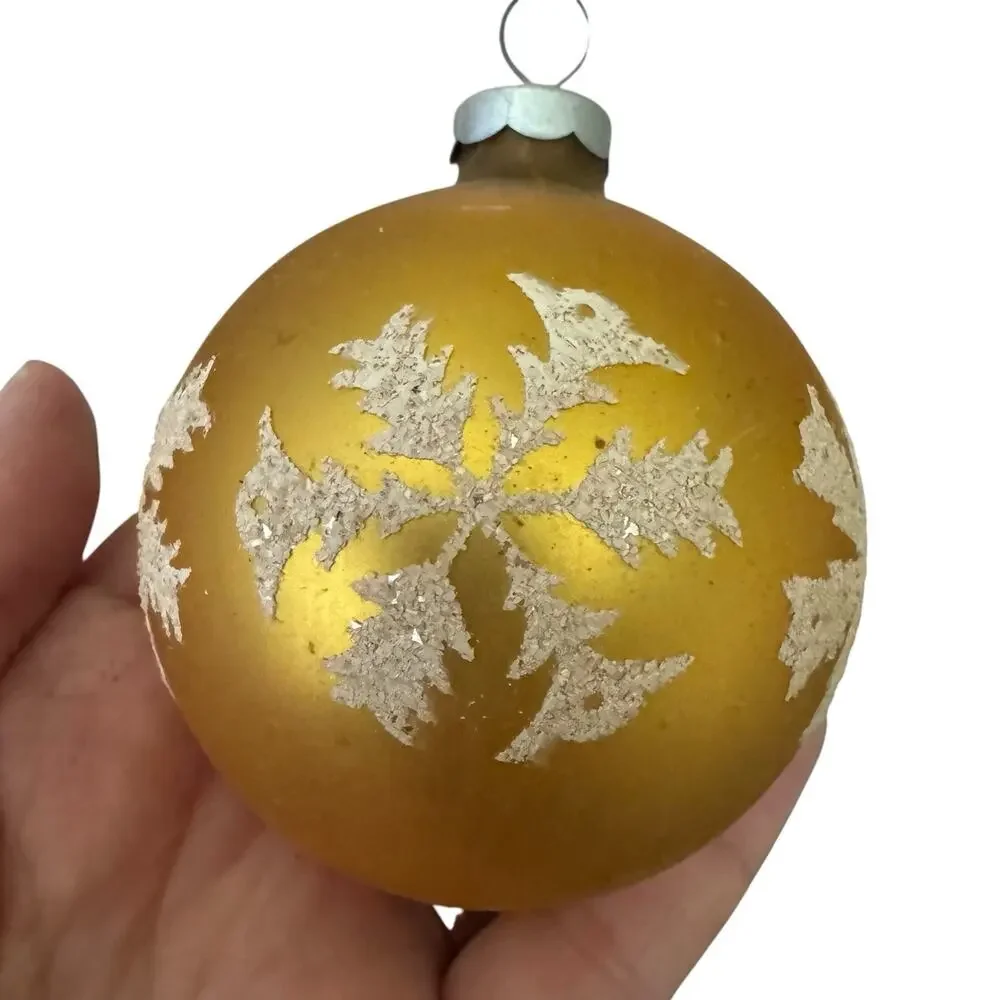 Vintage Stenciled Glass Christmas Bulb Ornaments Made in USA 8 Multi Color